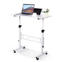 Garvee Bureau Mobile Réglable en Hauteur, Table à Roulettes 81,3×40,6 cm Blanc, Support 90,7kg, pour Bureau et Chambre