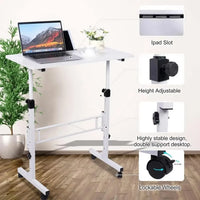 Garvee Bureau Mobile Réglable en Hauteur, Table à Roulettes 81,3×40,6 cm Blanc, Support 90,7kg, pour Bureau et Chambre