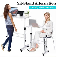 Garvee Bureau Mobile Réglable en Hauteur, Table à Roulettes 81,3×40,6 cm Blanc, Support 90,7kg, pour Bureau et Chambre