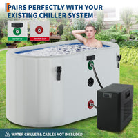 Garvee Bain de Glace 939 L pour Sportifs, Baignoire Ovale Portable en PVC et Fibre de Verre avec Couvercle Isolé, Idéal pour la Récupération Sportive