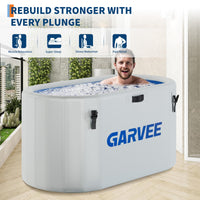 Garvee Bain de Glace 939 L pour Sportifs, Baignoire Ovale Portable en PVC et Fibre de Verre avec Couvercle Isolé, Idéal pour la Récupération Sportive
