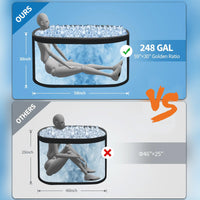 Garvee Bain de Glace 939 L pour Sportifs, Baignoire Ovale Portable en PVC et Fibre de Verre avec Couvercle Isolé, Idéal pour la Récupération Sportive