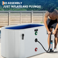 Garvee Bain de Glace 939 L pour Sportifs, Baignoire Ovale Portable en PVC et Fibre de Verre avec Couvercle Isolé, Idéal pour la Récupération Sportive