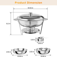 Garvee Lot de 4 chauffe-plats professionnels GN 5 L en acier inoxydable, empilables, bain-marie pour buffet et événements