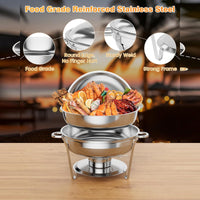 Garvee Lot de 4 chauffe-plats professionnels GN 5 L en acier inoxydable, empilables, bain-marie pour buffet et événements