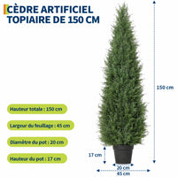 Garvee Arbres topiaires artificiels en cèdre 150 cm en polyéthylène aux UV et aux intempéries, branches orientables, pour jardin et terrasse, vert
