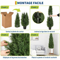 Garvee Arbres artificiels en cèdre 120 cm en polyéthylène, résistants aux UV et aux intempéries, branches orientables, pour jardin et terrasse, vert