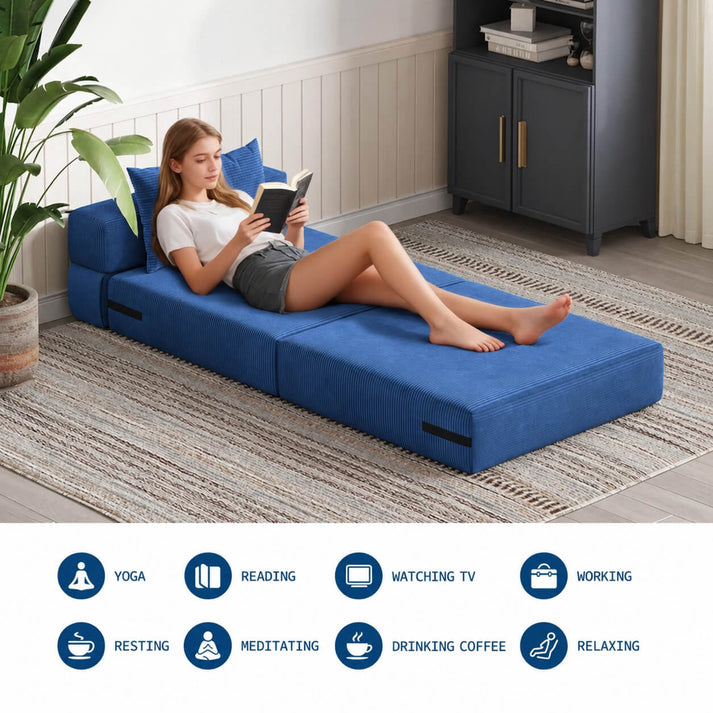 Matelas pliant 4‑en‑1 fauteuil chaise longue lit d'appoint