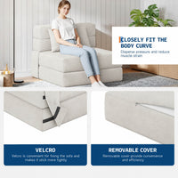 Garvee Bodensofa Pliable Petit Canapé-Lit Sans Cadre Mousse Haute Densité Tissu Beige Pour Salon Et Petites Pièces Compact