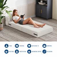 Garvee Bodensofa Pliable Petit Canapé-Lit Sans Cadre Mousse Haute Densité Tissu Beige Pour Salon Et Petites Pièces Compact