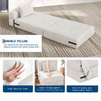Garvee Bodensofa Pliable Petit Canapé-Lit Sans Cadre Mousse Haute Densité Tissu Beige Pour Salon Et Petites Pièces Compact