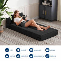 Garvee Matelas Pliant 4 Plis 183 × 71 × 15 cm, Mousse Haute Densité, Housse en Velours Côtelé Lavable, Multifonction, Compact, Noir, pour Invités, Studio et Camping