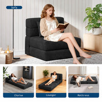 Garvee Matelas Pliant 4 Plis 183 × 71 × 15 cm, Mousse Haute Densité, Housse en Velours Côtelé Lavable, Multifonction, Compact, Noir, pour Invités, Studio et Camping