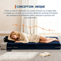 Garvee Canapé-Lit Convertible 2 en 1 avec Coussin, Velours Côtelé, Mousse Haute Densité, Compact et Pliable, Bleu Marine, Taille M, pour Salon et Chambre