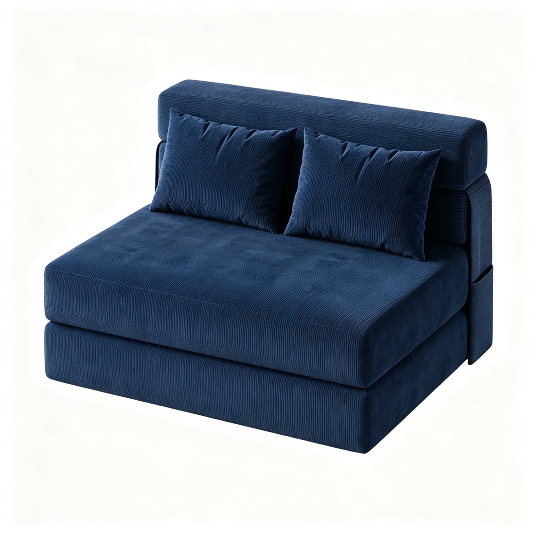 Garvee Canapé-Lit Convertible 2 en 1 avec Coussin, Velours Côtelé, Mousse Haute Densité, Compact et Pliable, Bleu Marine, Taille M, pour Salon et Chambre