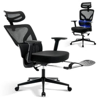 Garvee Chaise de Bureau Ergonomique en Maille avec Soutien Lombaire Réglable, Accoudoirs 3D, Repose-Pieds, Structure en Métal, Hauteur Réglable, Noir