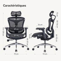 Garvee Chaise de Bureau Ergonomique Big et Tall Avec Support Lombaire Dynamique, Accoudoirs 4D Réglables, Mesh Respirant, Base Aluminium Renforcée