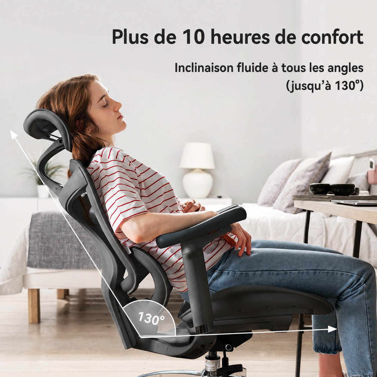 Garvee Chaise de Bureau Ergonomique Big et Tall Avec Support Lombaire Dynamique, Accoudoirs 4D Réglables, Mesh Respirant, Base Aluminium Renforcée