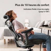 Garvee Chaise de Bureau Ergonomique Big et Tall Avec Support Lombaire Dynamique, Accoudoirs 4D Réglables, Mesh Respirant, Base Aluminium Renforcée