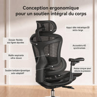 Garvee Chaise de Bureau Ergonomique Big et Tall Avec Support Lombaire Dynamique, Accoudoirs 4D Réglables, Mesh Respirant, Base Aluminium Renforcée