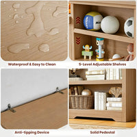 Garvee Étagère ouverte à 2 niveaux en MDF avec tablettes réglables, meuble de rangement pour maison et bureau, finition bois