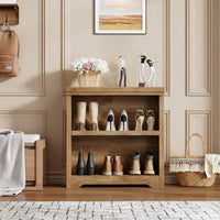 Garvee Étagère ouverte à 2 niveaux en MDF avec tablettes réglables, meuble de rangement pour maison et bureau, finition bois