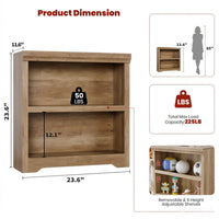 Garvee Étagère ouverte à 2 niveaux en MDF avec tablettes réglables, meuble de rangement pour maison et bureau, finition bois
