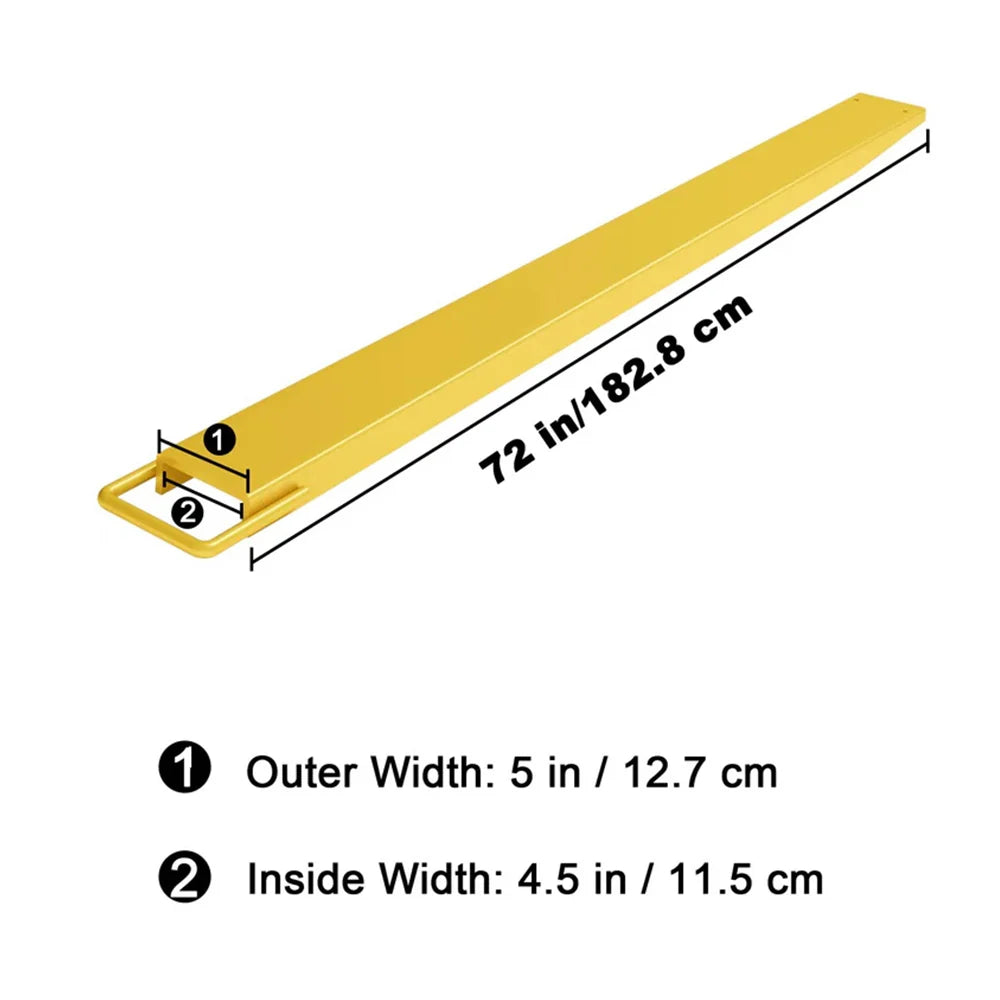 Garvee Extensions de Fourche 11,4cm pour Chariot Élévateur, Acier Robust, 183cm Longueur, Jaune Haute Visibilité, Usage Industriel