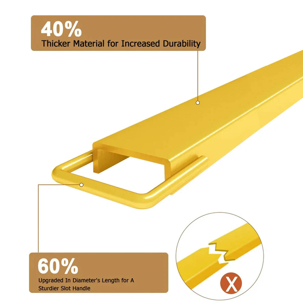 Garvee Extensions de Fourche 11,4cm pour Chariot Élévateur, Acier Robust, 183cm Longueur, Jaune Haute Visibilité, Usage Industriel