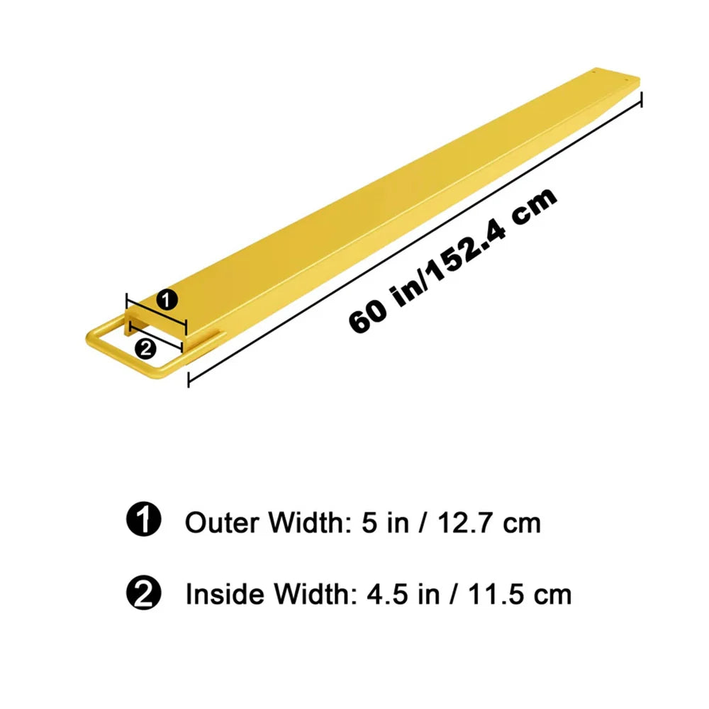 Garvee Rallonges de fourches 152 × 11,4 cm pour chariot élévateur, capacité 2087 kg, acier robuste, chantier et entrepôt, jaune