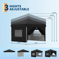 Garvee Tonnelle Pliante 3 × 3 m en Tissu Oxford 210D, Hauteur Réglable, Imperméable, Protection UV UPF 50+, pour Camping et Marchés, Noir