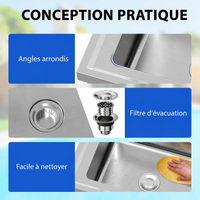 Garvee Évier sur Pied Inox 53 × 53 × 84 cm, Bac Unique avec Vidange Rapide, Design Sécurisé, pour Cuisine, Garage et Usage Pro