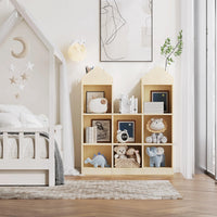 Garvee Étagère enfant 8 compartiments, forme château, grand espace de rangement, protection anti-basculement, bois, 3 niveaux, chambre d'enfant et salle de jeux, blanche