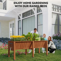 Garvee Jardinière surélevée 183x66x77 cm en bois de cèdre, avec crochets et doublure, pour potager jardin terrasse, marron noisette