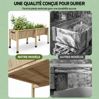 Garvee Jardinière surélevée 183 × 66 × 79 cm en bois de cèdre, avec crochets et doublure, pour potager jardin terrasse, bois naturel