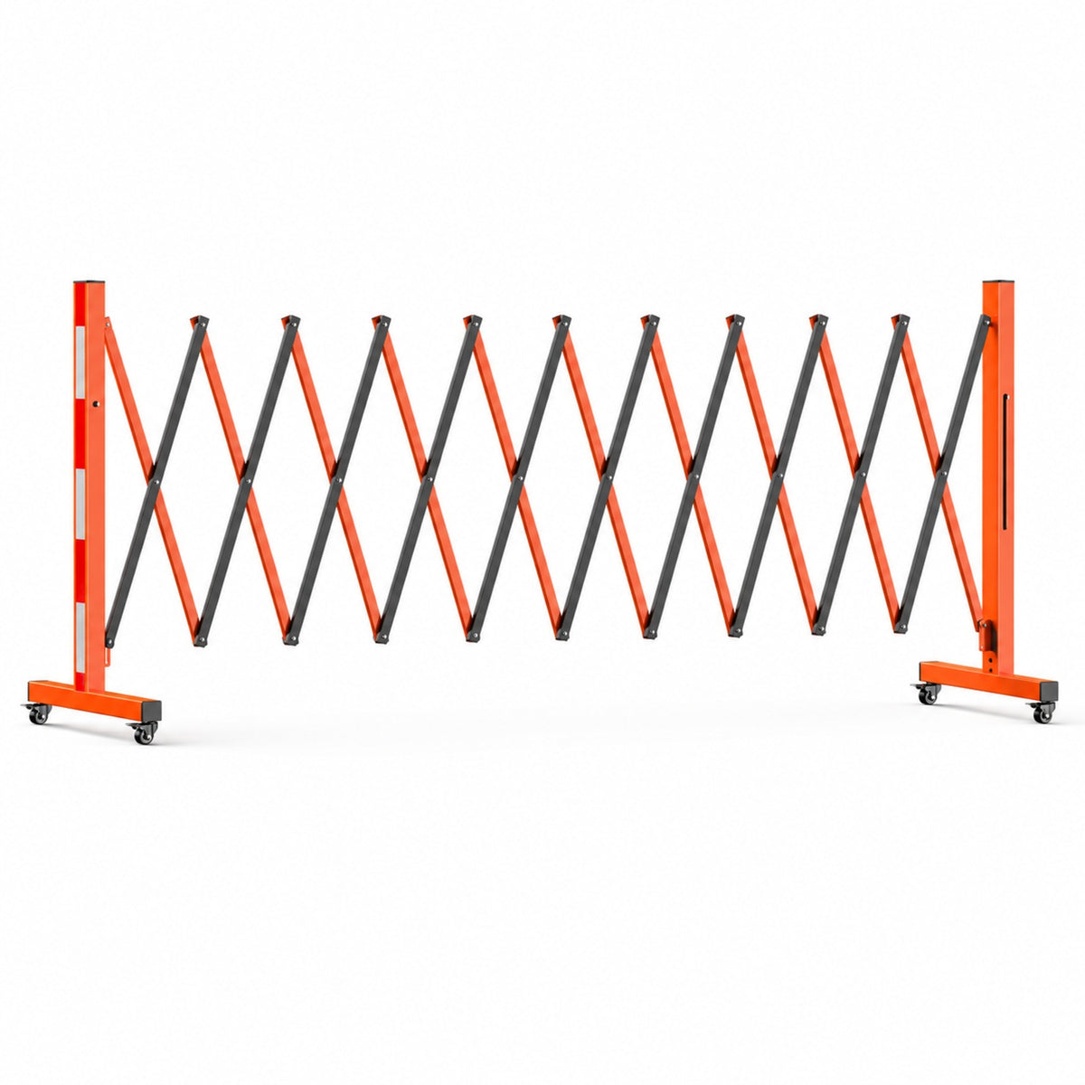 Garvee Barrière de sécurité métallique 335 cm, pliable avec roulettes, robuste, pour circulation et chantier, orange et noir