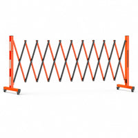 Garvee Barrière de sécurité métallique 335 cm, pliable avec roulettes, robuste, pour circulation et chantier, orange et noir