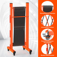 Garvee Barrière de sécurité métallique 335 cm, pliable avec roulettes, robuste, pour circulation et chantier, orange et noir