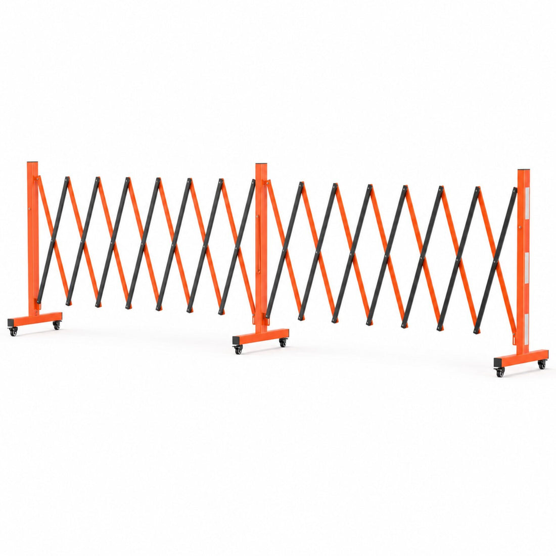 Garvee Barrière de sécurité métallique 488 cm, pliable avec roulettes, robuste, pour circulation et chantier, orange et noir