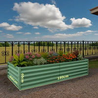 Garvee Bac potager surélevé rectangulaire en acier galvanisé, jardinière extérieure résistante pour légumes et fleurs, 180x90x60 cm, vert