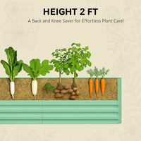 Garvee Potager surélevé galvanisé 180 x 90 x 60cm, renforts en X, acier 0,6mm, fond ouvert, pour jardin extérieur