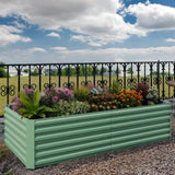 Garvee Potager surélevé galvanisé 180 x 90 x 60cm, renforts en X, acier 0,6mm, fond ouvert, pour jardin extérieur - Vert