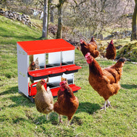 Garvee Pondoir pour Poules 6/8 Compartiments, Collecte Automatique des Œufs, Perchoir et Couvercle de Protection, Montage Mural ou Pose Libre