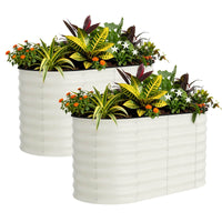 Garvee Lot de 2 Bacs Potagers Surélevés en Acier Galvanisé Antirouille – Fond Ouvert, Montage Facile, Bordure Anti-Coupure, Idéal pour Légumes et Fleurs – Beige / Vert