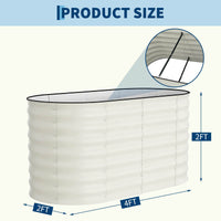 Garvee Lot de 2 Bacs Potagers Surélevés en Acier Galvanisé Antirouille – Fond Ouvert, Montage Facile, Bordure Anti-Coupure, Idéal pour Légumes et Fleurs – Beige / Vert