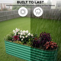 Garvee Lot de 2 Bacs Potagers Surélevés en Acier Galvanisé Antirouille – Fond Ouvert, Montage Facile, Bordure Anti-Coupure, Idéal pour Légumes et Fleurs – Beige / Vert