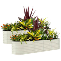 Garvee Bac Potager Surélevé en Acier Galvanisé Antirouille (Lot de 2) – Fond Ouvert, Bordure Anti-Coupure, Montage Facile – Beige / Vert