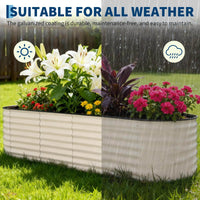 Garvee Bac Potager Surélevé en Acier Galvanisé Antirouille (Lot de 2) – Fond Ouvert, Bordure Anti-Coupure, Montage Facile – Beige / Vert