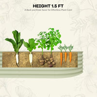 Garvee Lot de 2 Bacs Potagers Surélevés en Acier Galvanisé Antirouille – Fond Ouvert, Montage Facile, Bordure Anti-Coupure, Idéal pour Légumes et Fleurs – Beige / Vert