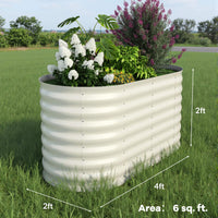 Garvee Lot de 2 Bacs Potagers Surélevés en Acier Galvanisé Antirouille – Fond Ouvert, Montage Facile, Bordure Anti-Coupure, Idéal pour Légumes et Fleurs – Beige / Vert